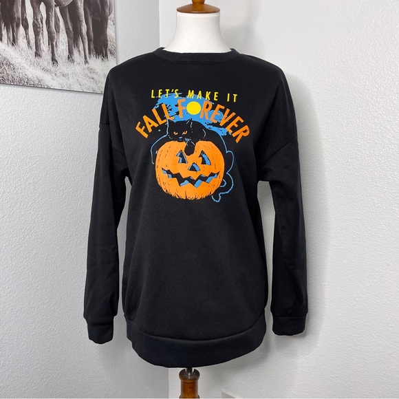 NWOT Fall Black Fleece Crewneck Sweatshirt Let’s Make It Fall Forever XL - XXL - Picture 3 of 12